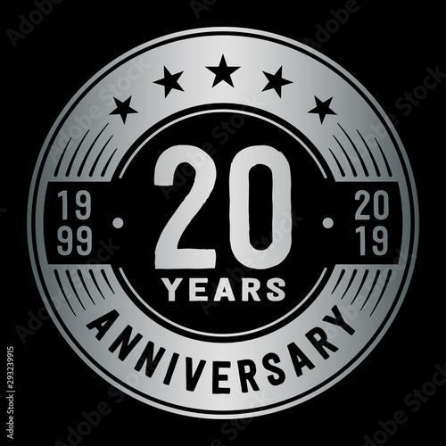 20 years anniversary logo template. Twenty years logo. Vector and illustration.