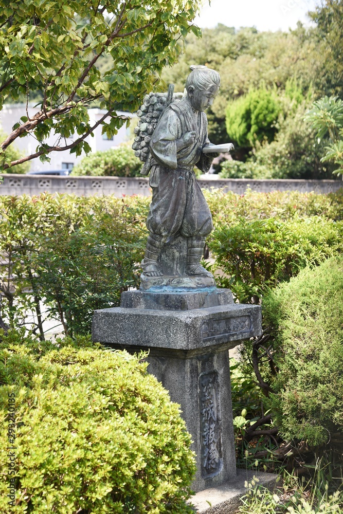 Japanese great man Kinjiro Ninomiya (Sontoku Ninomiya) statue / Japanese statesman, agriculturist, philosopher.