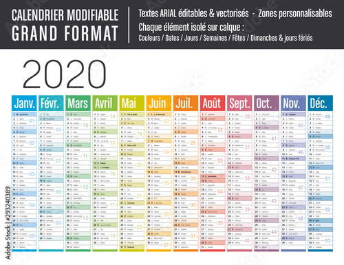 Calendrier 2020 modifiable - Grand format