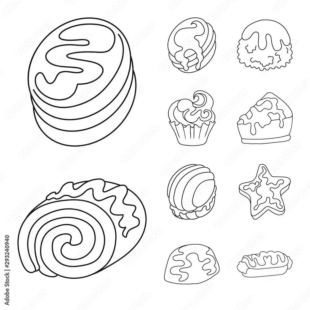 Isolated object of sweet and product sign. Set of sweet and caramel vector icon for stock.