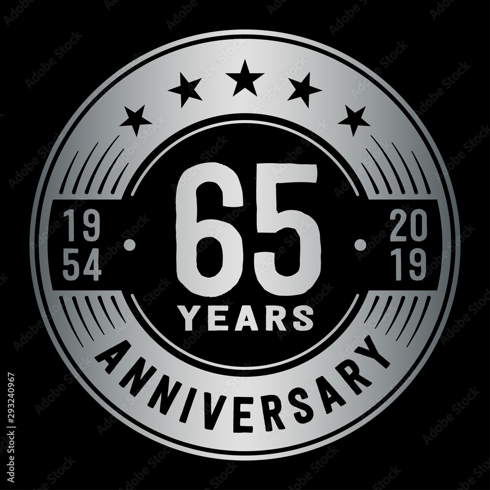 Fototapeta premium 65 years anniversary logo template. Sixty-five years logo. Vector and illustration.