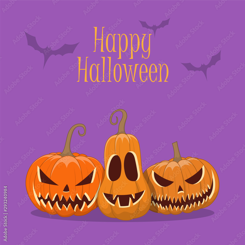 Pumpkin Jack-O-Lantern set. Happy Halloween greating card. Vector Pumpkin Jack-O-Lantern set. Happy Halloween greating card. Vector