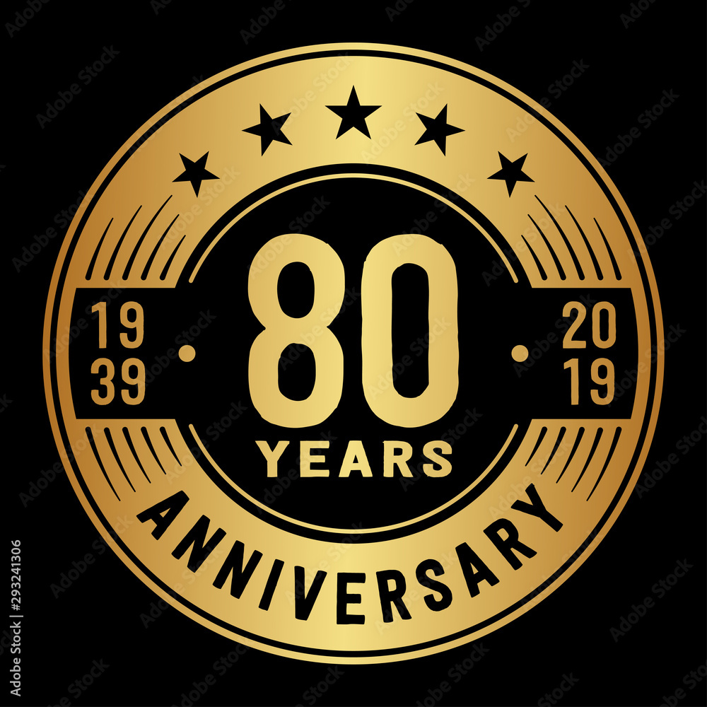 80 years anniversary logo template. Eighty years logo. Vector and illustration.