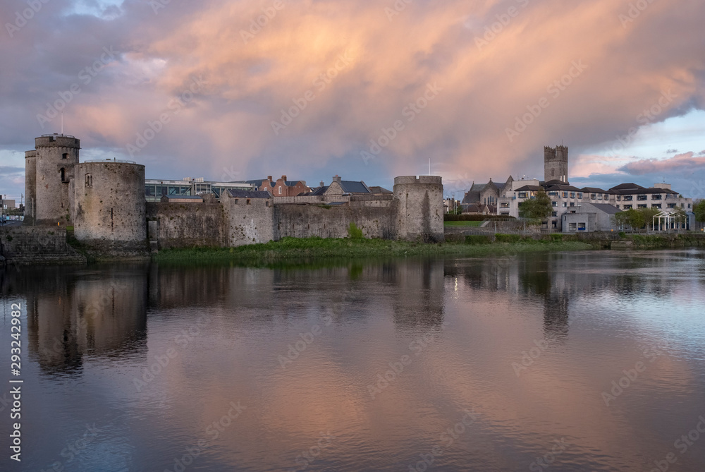 King John's castle at sunset. Limerick, Ireland. May, 2019