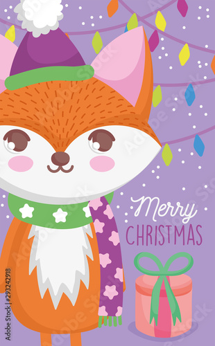 cute fox happy christmas tags © Stockgiu