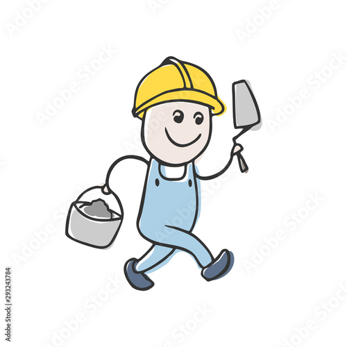 funny mason worker draw
