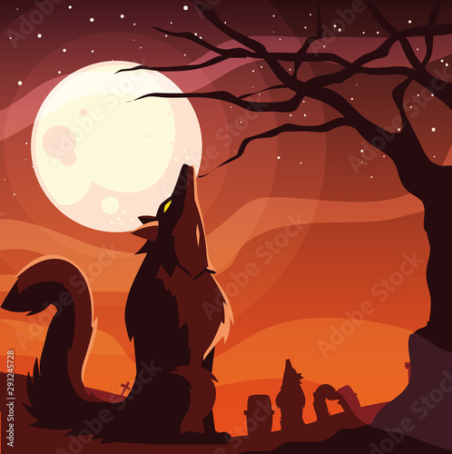 Halloween werewolf vector design icon