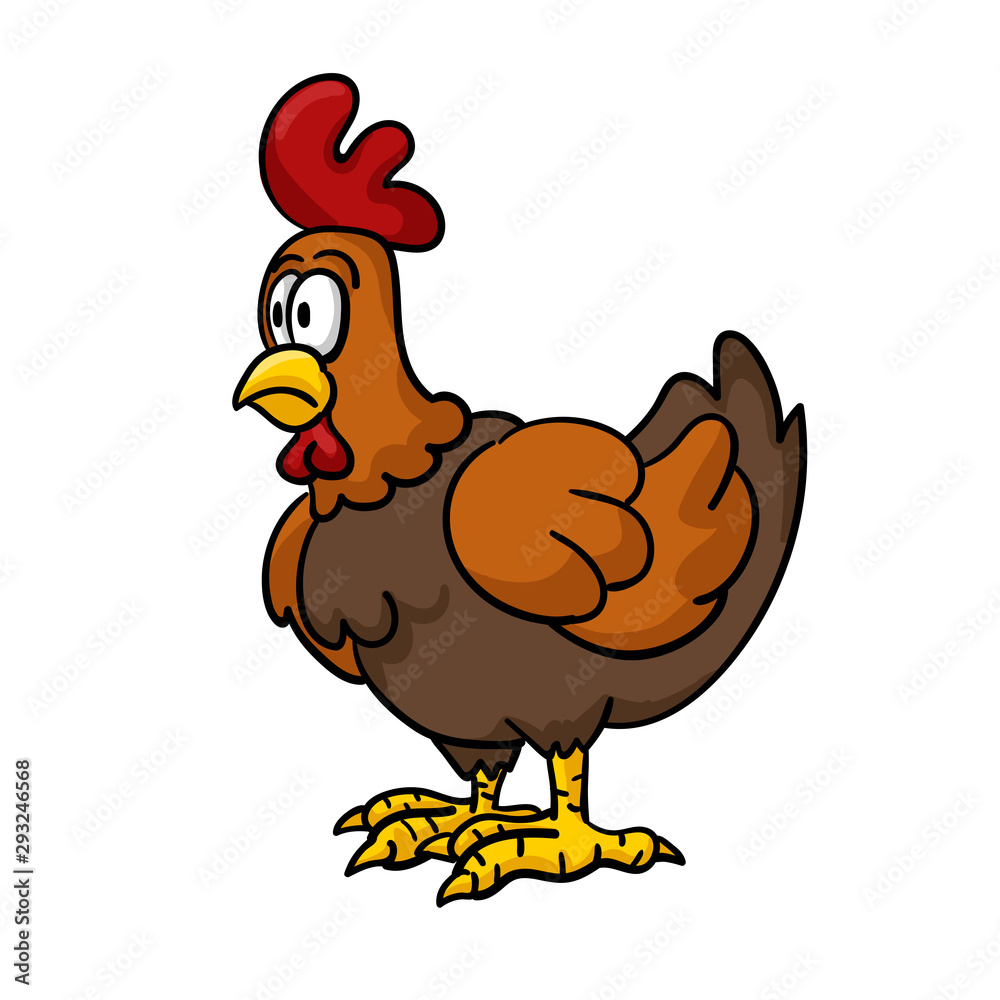 Cartoon chicken. Vector clip art illustration with simple gradients. All in a single layer.