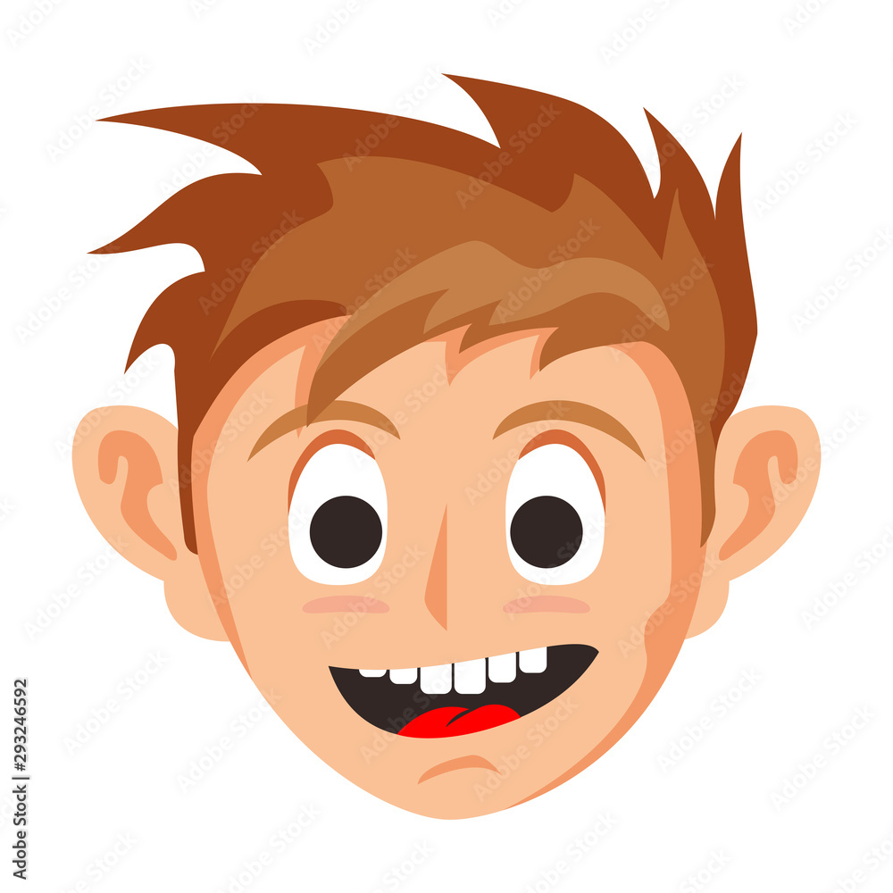 Illustration of a face of a boy on a white background