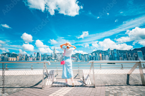 Photography Woman traveling in Hong Kong City