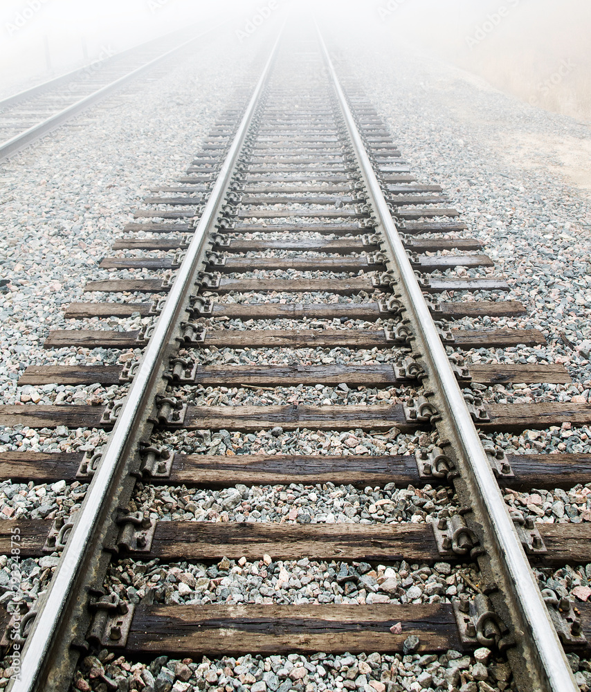 Fototapeta premium Railroad Tracks in the Fog