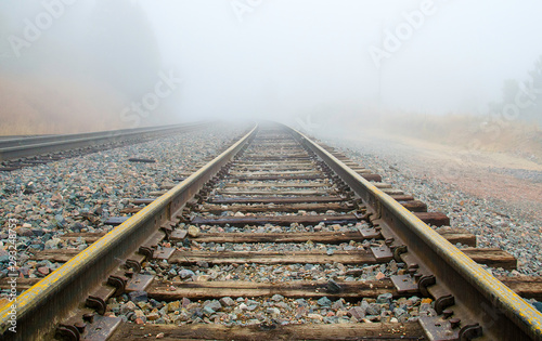Slika na platnu Railroad Tracks in the Fog
