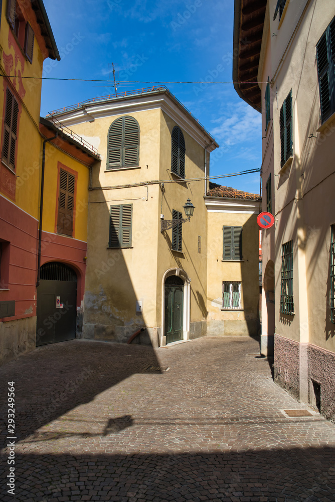 Historic streets of Rapallo with colorful houses, Italy, Liguria