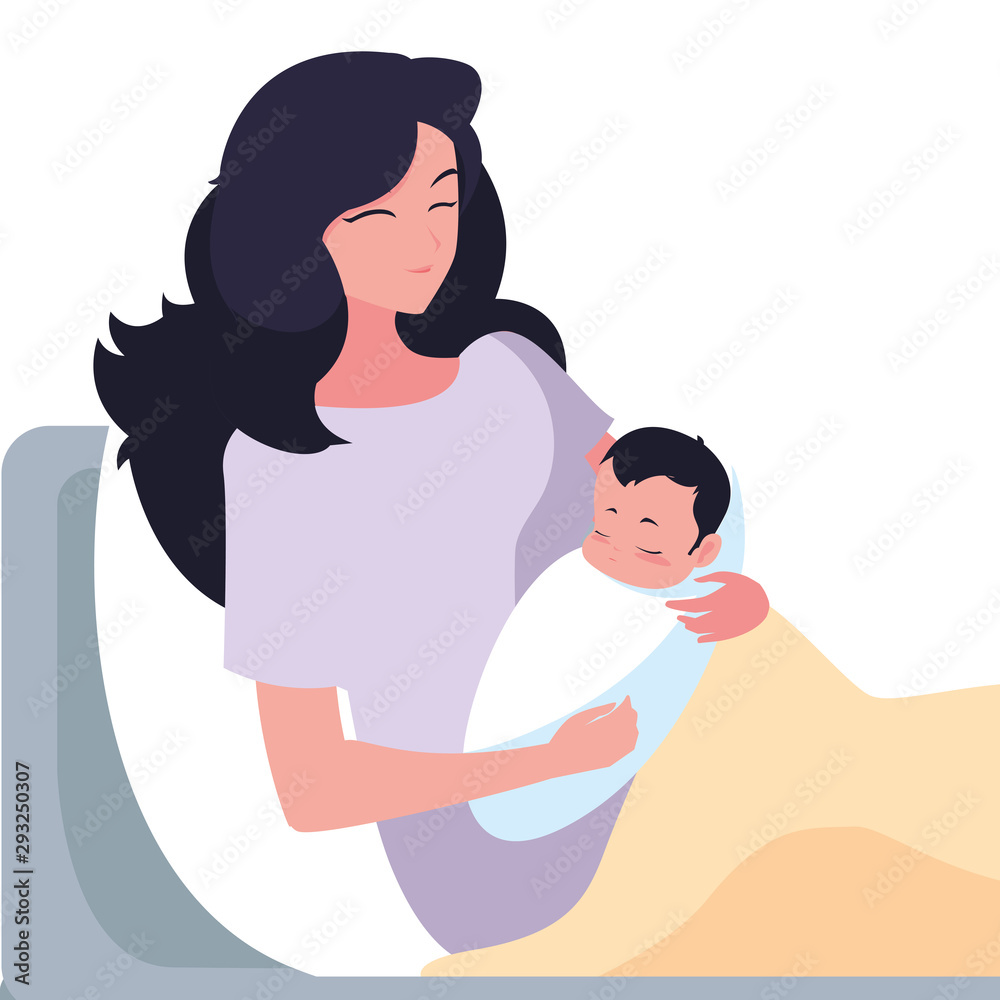 Obraz premium Mother with baby vector design