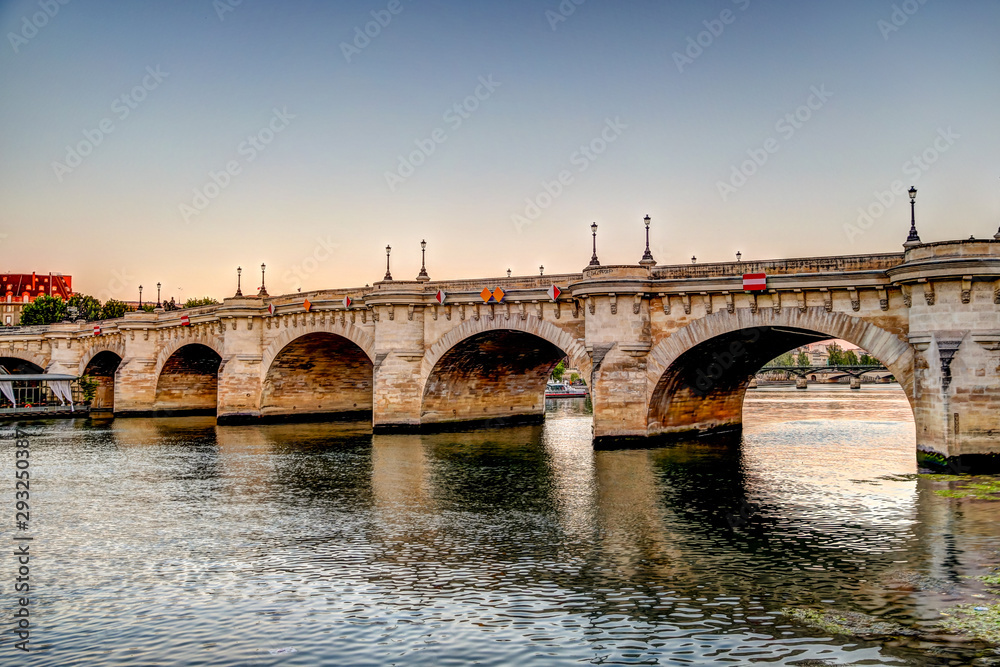 Buildings and bridges along the Seine River in Paris