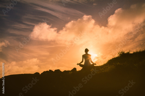 Meditation on a mountain at sunrise  © kieferpix