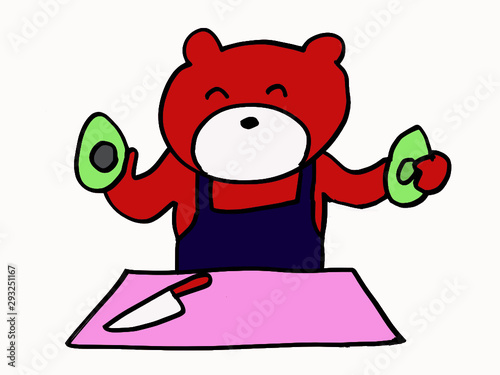 a bear with avocado