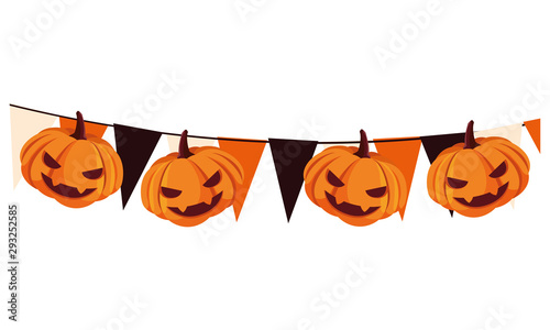Halloween pumpkins cartoons vector design icon
