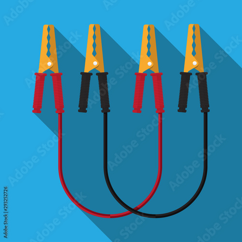 Jump start vehicle cable vector flat design.