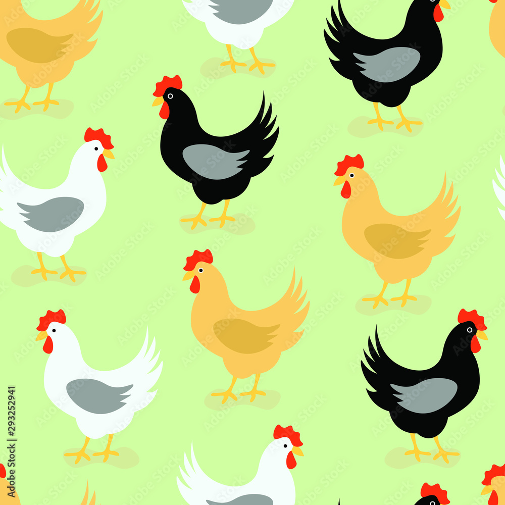 Fototapeta premium Chicken vector seamless pattern. Concept for print, web design, cards, textile