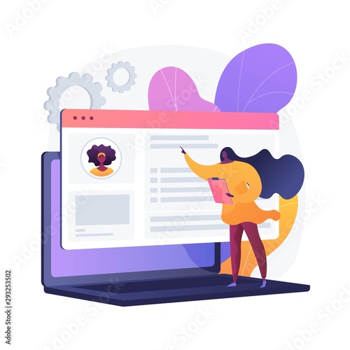 Competent resume writing. Professional cv constructor, online job application, profile creation. African american woman filling up digital form. Vector isolated concept metaphor illustration