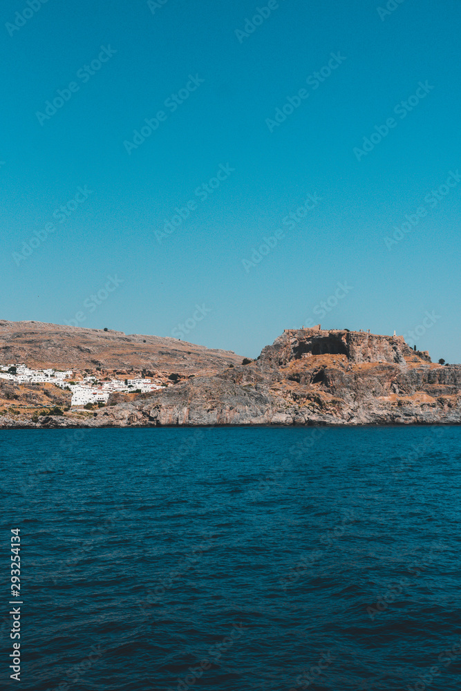 Lindos with the blue see on Rhodos Island