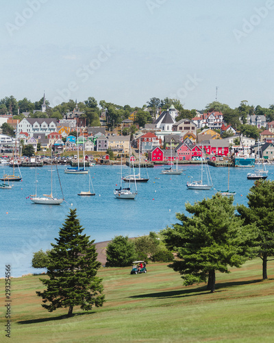 the view from the golf course on the colorful Lunenburg Town in Nova scotia