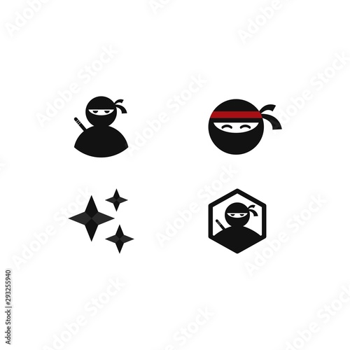 Ninja warrior icon. Simple black ninja logo illustration design 