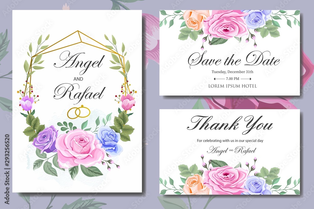 Beautiful Wedding Invitation with Floral Leaves