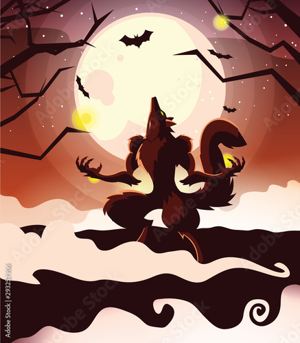 Halloween werewolf vector design icon