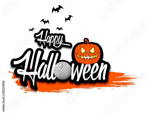 Happy halloween and golf ball