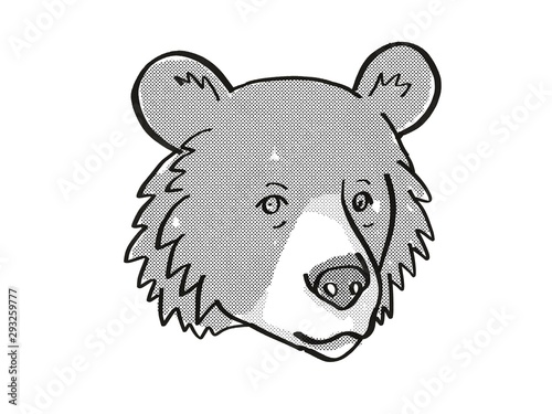  Asiatic Black Bear or Ursus tibetanus Endangered Wildlife Cartoon Mono Line Drawing photo