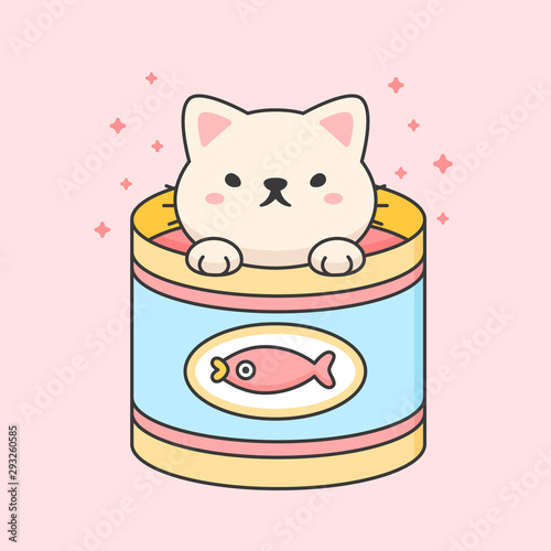 Cute cat in a tuna can