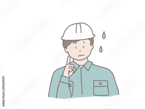 ヘルメットの男性　困る