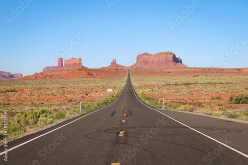 Buttes against Route 163 in Monument Valley