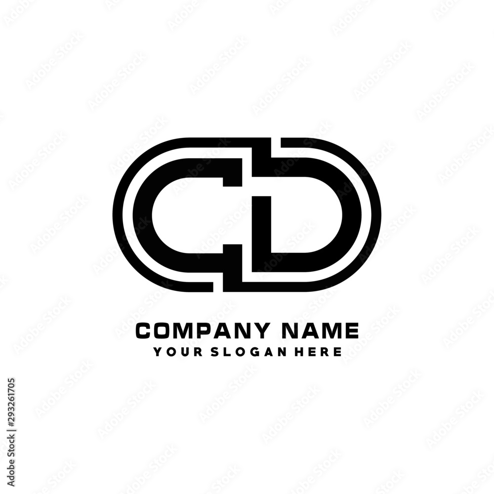 CD initial letters looping linked oval elegant logo blue, black