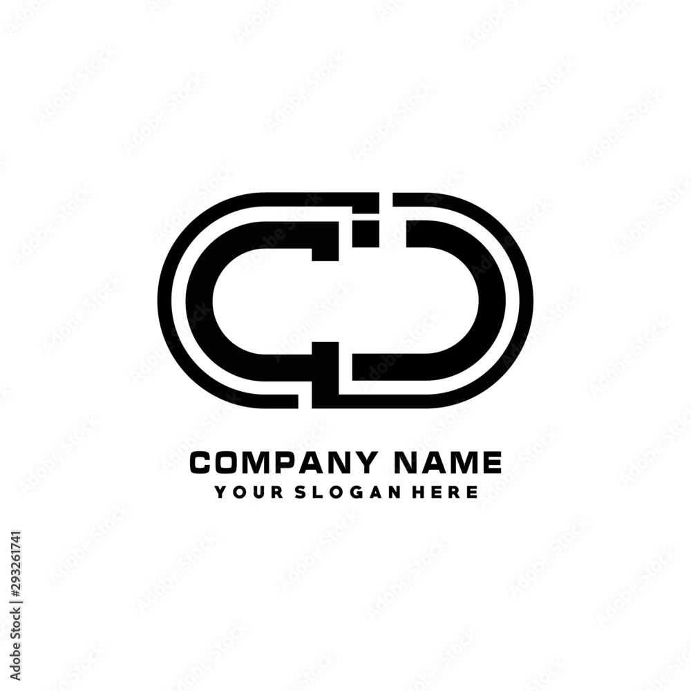 CD initial letters looping linked oval elegant logo blue, black CD initial letters looping linked oval elegant logo blue, black