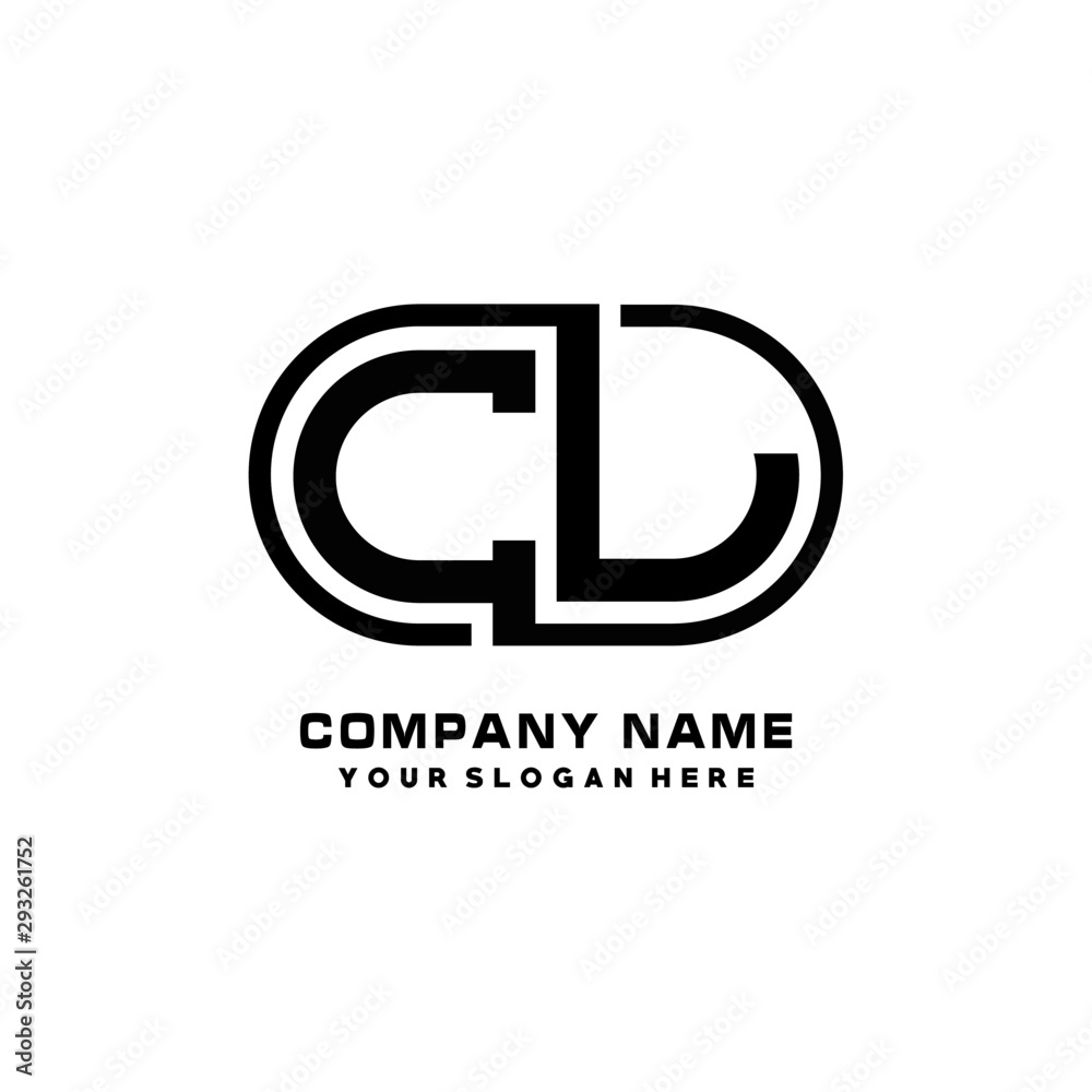CL initial letters looping linked oval elegant logo blue, black CL initial letters looping linked oval elegant logo blue, black