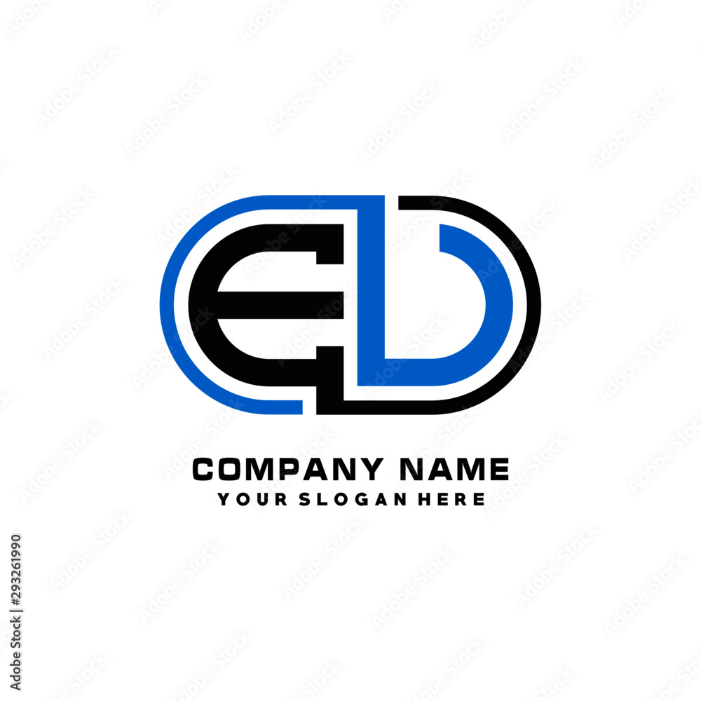 EU initial letters looping linked oval elegant logo blue, black EU initial letters looping linked oval elegant logo blue, black