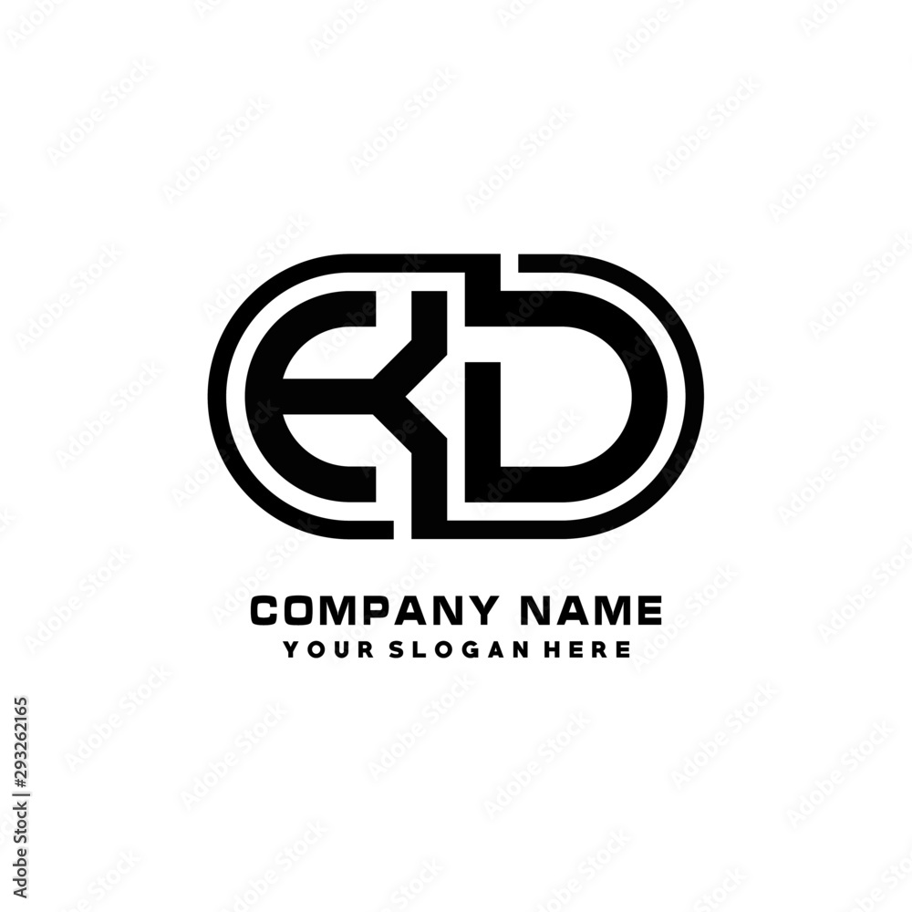KD initial letters looping linked oval elegant logo blue, black KD initial letters looping linked oval elegant logo blue, black