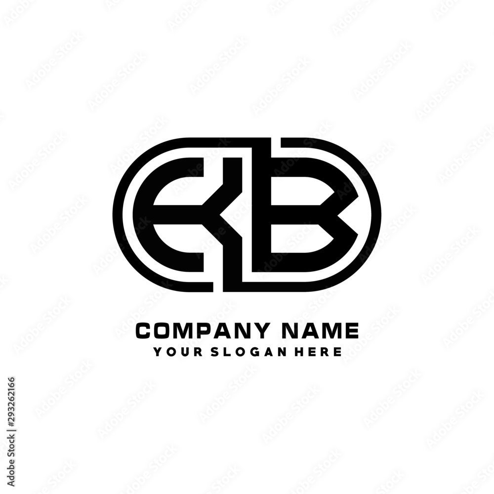 KB initial letters looping linked oval elegant logo blue, black KB initial letters looping linked oval elegant logo blue, black