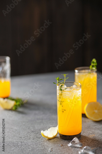 Lemon  liqueur limoncello with ice