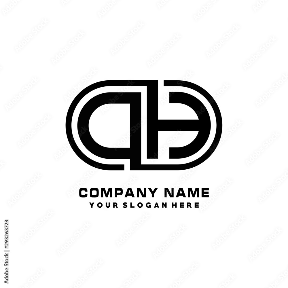 OH initial letters looping linked oval elegant logo blue, black OH initial letters looping linked oval elegant logo blue, black