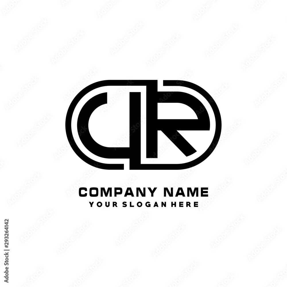 UR initial letters looping linked oval elegant logo blue, black UR initial letters looping linked oval elegant logo blue, black