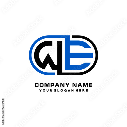 WE initial letters looping linked oval elegant logo blue, black © MUCHAMMAD