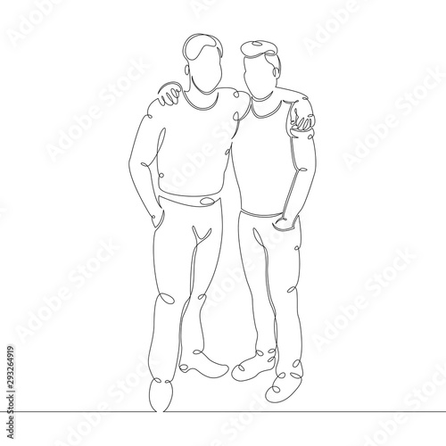  line contour hand drawn silhouette friend