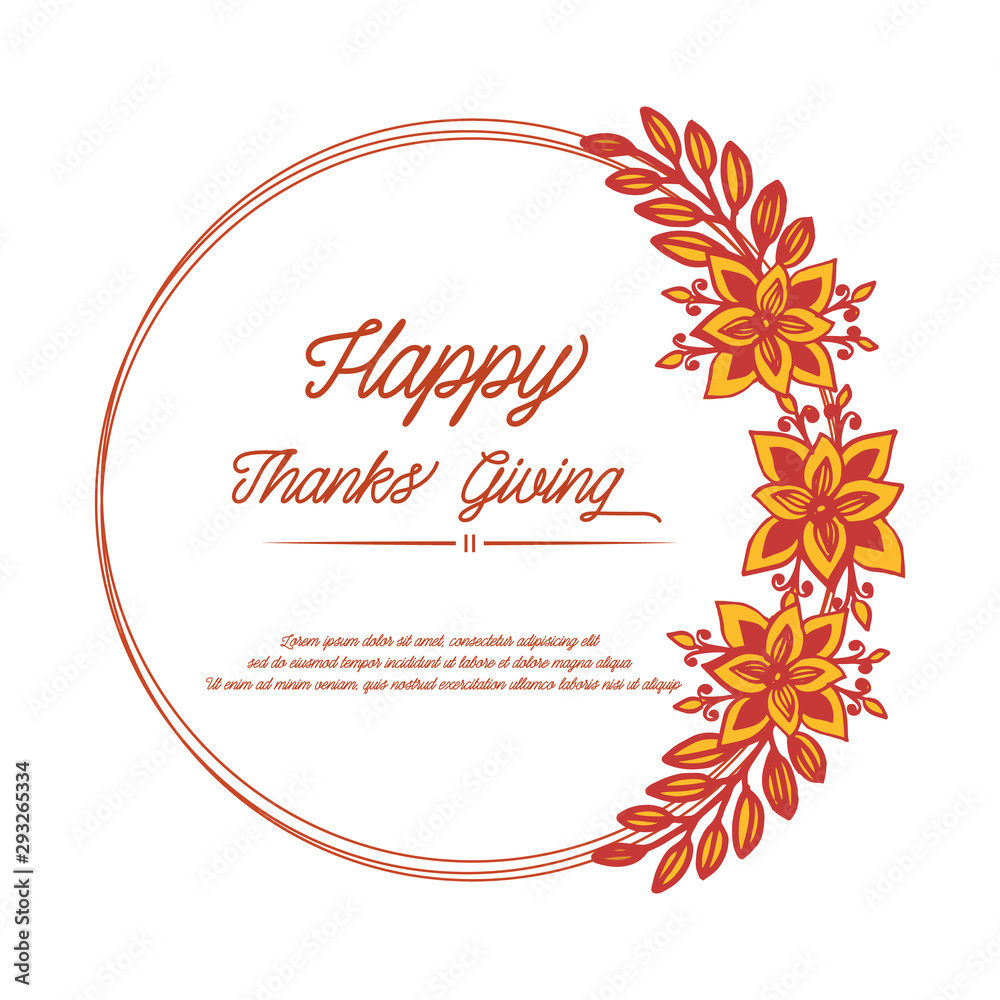 Obraz premium Lettering text of thanksgiving, with vintage style autumn leaf flower frame. Vector