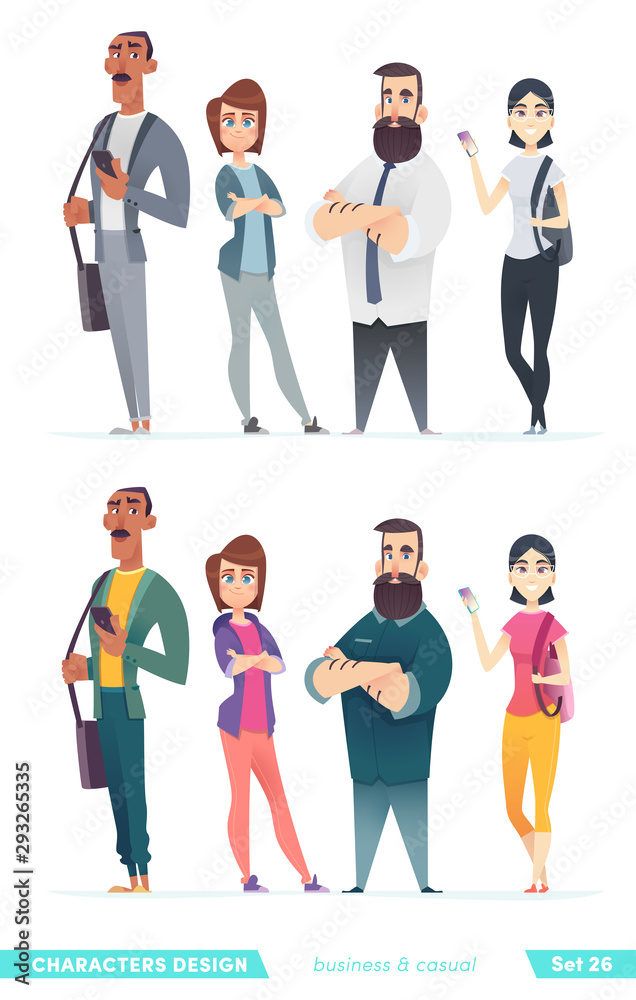 Obraz premium Collection of charming young entrepreneurs or businessmen and managers. Business people standing togever.