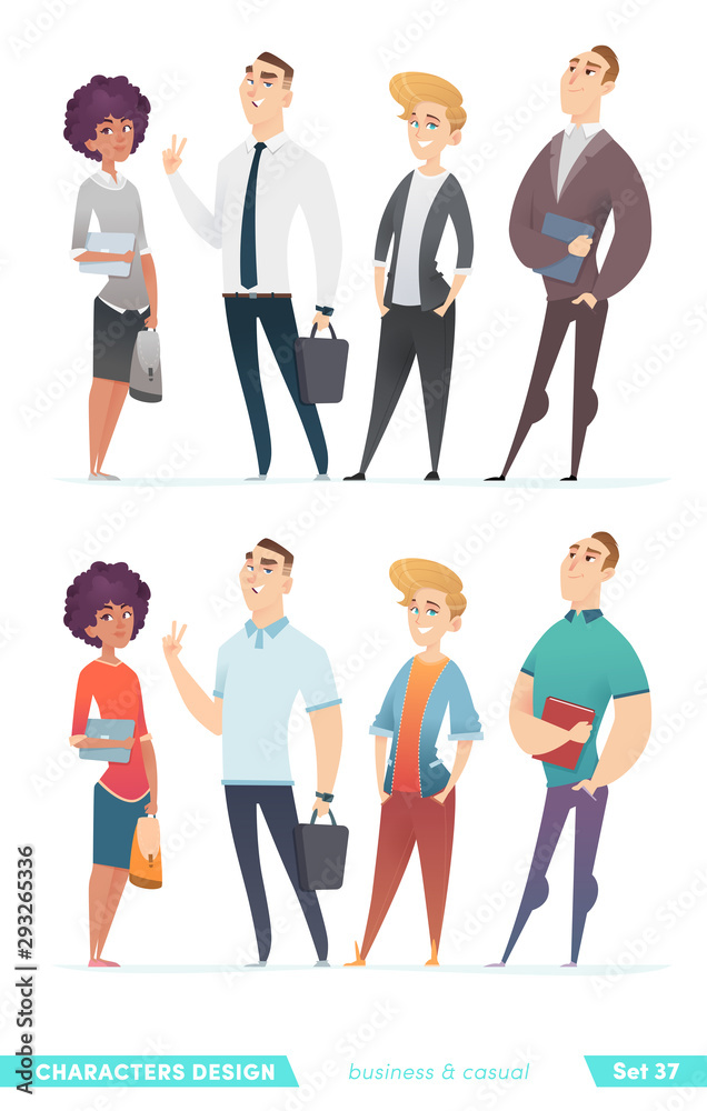 Fototapeta premium Collection of charming young entrepreneurs or businessmen and managers. Business people standing togever.