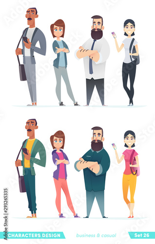 Collection of charming young entrepreneurs or businessmen and managers. Business people standing togever.